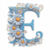 Sierletter E Met Blauwe Email Sticker (Voorkant)