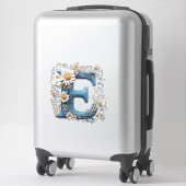 Sierletter E Met Blauwe Email Sticker (Koffer)