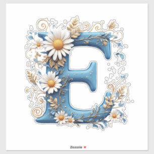 Sierletter E Met Blauwe Email Sticker