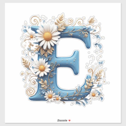 Sierletter E Met Blauwe Email Sticker (Vel)