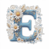 Sierletter E Met Blauwe Email Sticker (Voorkant)