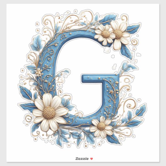 Sierletter G Met Blauwe Emaille Sticker (Vel)