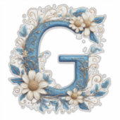 Sierletter G Met Blauwe Emaille Sticker (Voorkant)