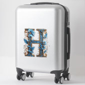 Sierletter H Met Blauwe Email Sticker (Koffer)