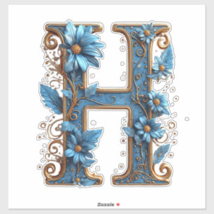 Sierletter H Met Blauwe Email Sticker
