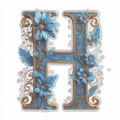 Sierletter H Met Blauwe Email Sticker (Voorkant)
