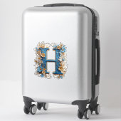 Sierletter H Met Blauwe Email Sticker (Koffer)