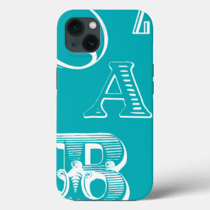 Sierletters op Blauwe Achtergrond iPhone 13 Hoesje