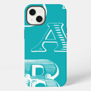 Sierletters op Blauwe Achtergrond iPhone 13 Hoesje