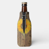 Sierlicht hout zonnebloem bloem natuur Bruiloften Flesjeskoeler (Fles Achterkant)