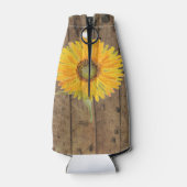 Sierlicht hout zonnebloem bloem natuur Bruiloften Flesjeskoeler (Achterkant)