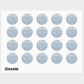 Sierlichten bloemstof blauwe bruiloft ronde sticker (Vel)