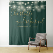 Sierlichten Groen Goud Trouwfoto Achtergrond Wandkleed (In situ)