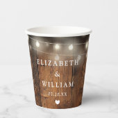 Sierlichten Rustieke Hout Boho Schuur Bruiloft Papieren Bekers (Voorkant)