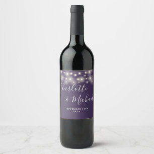 Sierlichten Signature Script Paarse Bruiloft Wijn Etiket