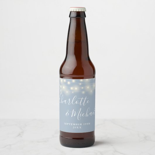 Sierlichten Signature Script Stofblauwe Huwelijk Bier Etiket (Voorkant)
