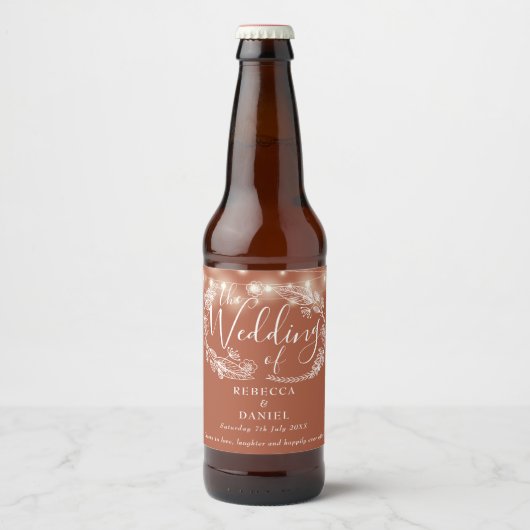Sierlichtjes Bloem Aardewerk Bruiloft Bier Etiket (Voorkant)