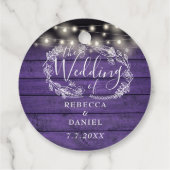 Sierlichtjes Bloem Paars Rustiek Houten Bruiloft Bedankjes Labels (Achterkant)