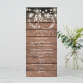 Sierlichtjes Bloem Rustieke Houten Bruiloft Menu (Staand voorkant)