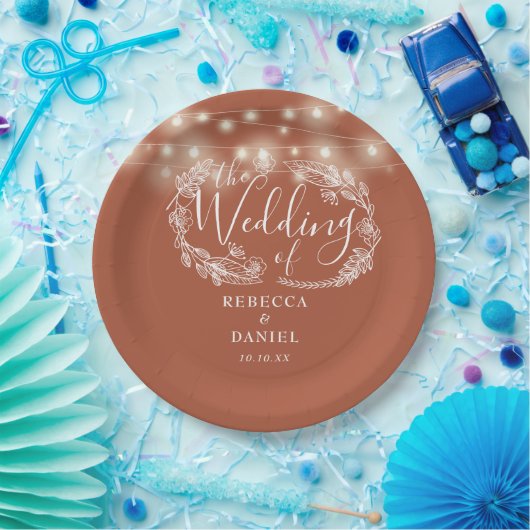 Sierlichtjes Bloem Terracotta Bruiloft Papieren Bordje (Feest)