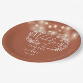 Sierlichtjes Bloem Terracotta Bruiloft Papieren Bordje (Gekanteld)