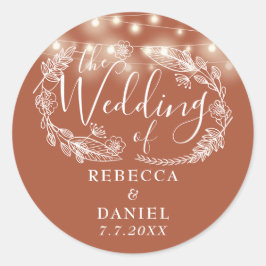 Sierlichtjes bloem terracotta bruiloft ronde sticker