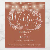 Sierlichtjes Bloem Terracotta Bruiloft Wijn Etiket (Enkel label)