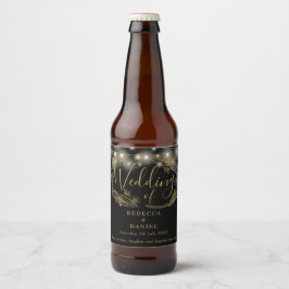 Sierlichtjes Bloem Zwarte En Gouden Bruiloft Bier Etiket