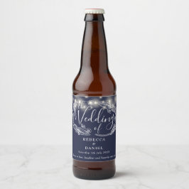 Sierlichtjes Bloemendecoratie Navyblauw Huwelijk Bier Etiket