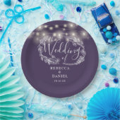 Sierlichtjes Bloemrijk Paars Schrift Bruiloft Papieren Bordje (Feest)