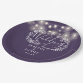 Sierlichtjes Bloemrijk Paars Schrift Bruiloft Papieren Bordje (Gekanteld)