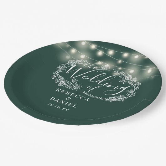 Sierlichtjes Bloemrijk Smaragdgroene Trouw Papieren Bordje (Gekanteld)