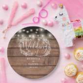 Sierlichtjes Bloemrijke Rustieke Houten Bruiloft Papieren Bordje (Feest)