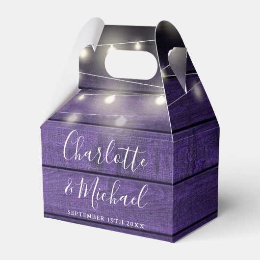 Sierlichtjes Paars Rustiek Houten Script Bruiloft Bedankdoosjes (Voorkant Zijde)