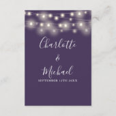 Sierlichtjes Paarse Huwelijksdetails Informatiekaartje (Achterkant)