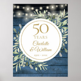 Sierlichtjes Rustieke Houten 50ste Verjaardag Bord Poster