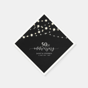 Sierlichtjes   Zwart 50ste Huwelijksverjaardag Servet
