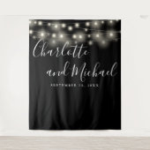 Sierlichtjes Zwart Witte Trouwfoto Achtergrond Wandkleed (Voorkant)