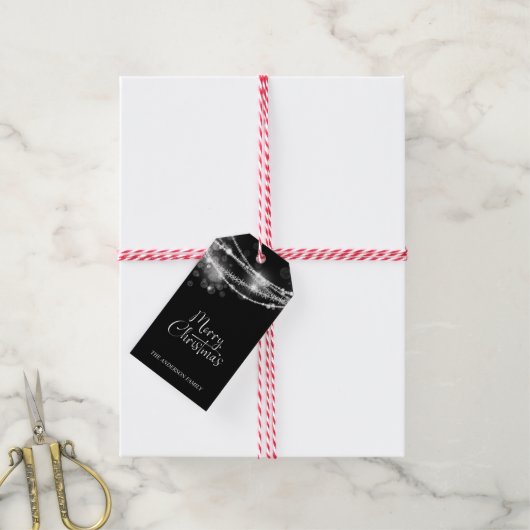Sierlichtjes Zwarte Kerst Cadeaulabel (Met Touw)