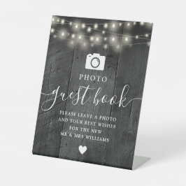 Sierlichtjes Zwarte Schuur Houten Foto Guestbook Reclamebord Met Voetstuk