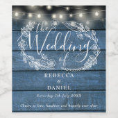 Sierlichtslingers bloem blauw rustieke houten brui wijn etiket (Enkel label)