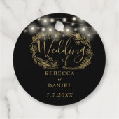 Sierlichtslingers bloemen zwart en goud bruiloft bedankjes labels (Achterkant)