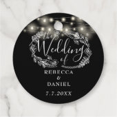 Sierlichtslingers bloemen zwart-wit bruiloft bedankjes labels (Achterkant)