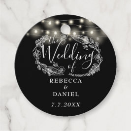 Sierlichtslingers bloemen zwart-wit bruiloft bedankjes labels