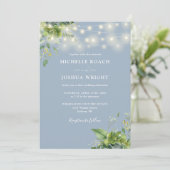 Sierlichtslingers groen Dusty Blue Monogram Bruilo Kaart (Staand voorkant)