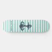 Sierlijk,Anker,Muntgroene Strepen Persoonlijk Skateboard (Horizontaal)