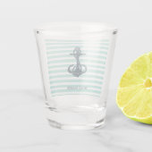 Sierlijk,Anker,Muntgroene Strepen Shot Glas (Achterkant)