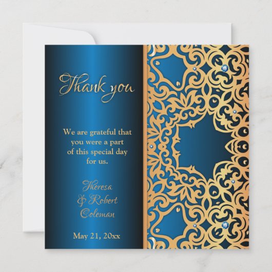 Sierlijk Antiek Goud En Blauwe Gejewelde Bedankt (Achterkant)