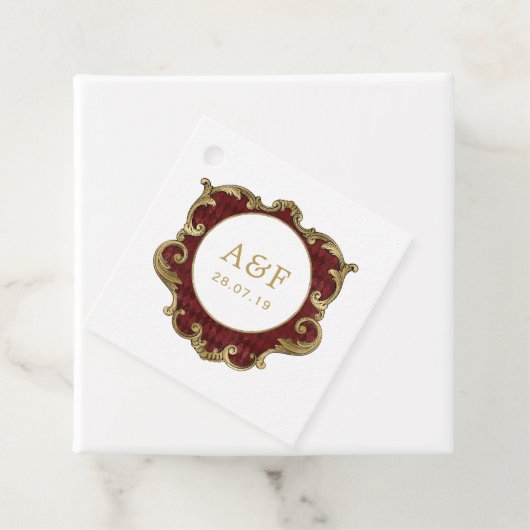 Sierlijk antiek kerst verguld kader monogram bedankjes labels (In situ)