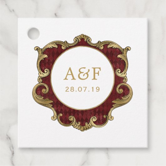 Sierlijk antiek kerst verguld kader monogram bedankjes labels (Voorkant)